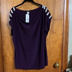 J.B.S. Deep Purple Blouse with Silver Accents
